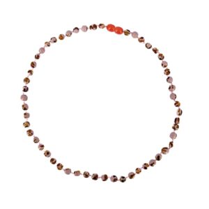 Pembe Mozaik Yetişkin Kehribar Kolye