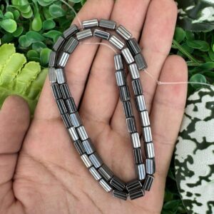 Çizgili Dikdörtgen Füme Hematit Taşı 4x8 MM