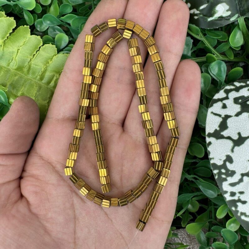 Çizgili Küp Gold Hematit Taşı 4MM Çizgili Küp Gold Hematit Taşı 4MM
