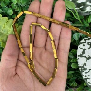 Dikdörtgen Gold Hematit Taşı 4x12 MM