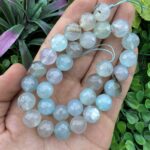 Fasetli Küre Buz Mavi Mix Akik Taşı 12 MM