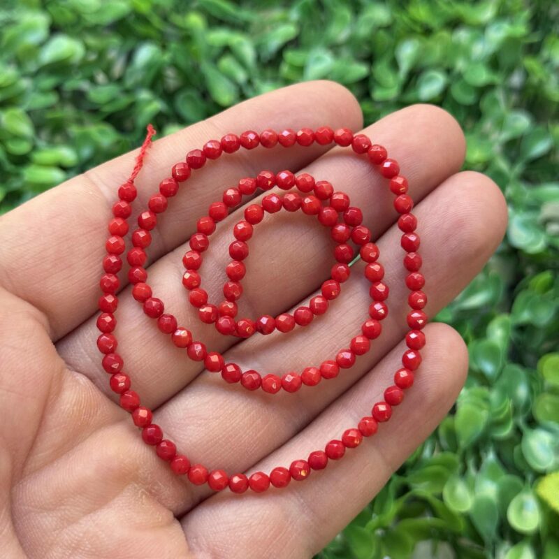 Fasetli Kure Dogal Mercan Tasi 3 Mm 2