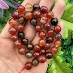 Fasetli Küre Kızıl Kahve Akik Taşı 10 MM