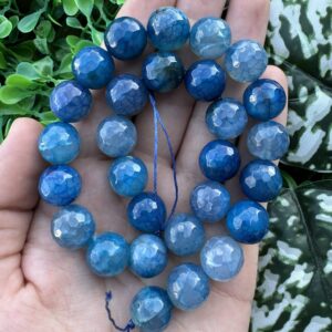 Fasetli Küre Mavi Akik Taşı 14MM