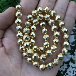 Fasetli Küre Parlak Gold Hematit Taşı 8 MM