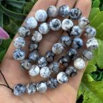 Fasetli Küre Şeffaf Gri Akik Taşı 10 MM