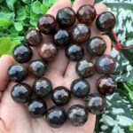 Fasetli Küre Siyah-Kahve Mix Akik Taşı 16MM