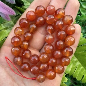 Fasetli Küre Turuncu Akik Taşı 10 MM