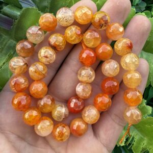 Fasetli Küre Turuncu Sarı Akik Taşı 10 MM