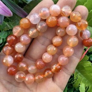 Fasetli Küre Turuncu Şeffaf Akik Taşı 10 MM