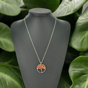 Hayat Ağacı Kahverengi Akik Taşı Kolye