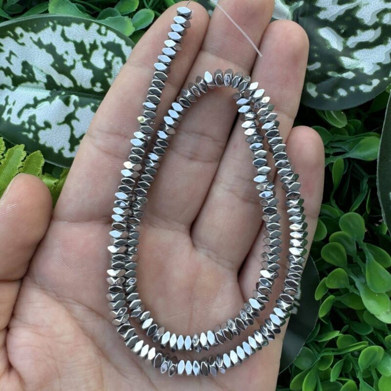 Kare Rondela Gümüş Hematit Taşı 4x2 MM