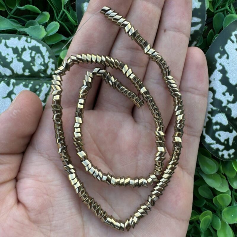 Kesik Silindir Soft Gold Hematit Taşı 4 MM