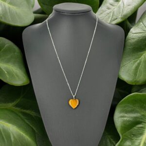 Küçük Kalp Kaplan Gözü Taşı Kolye