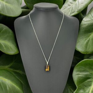 Küçük Silindir Kaplan Gözü Taşı Kolye