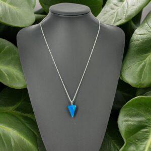 Küçük Sivri Mavi Pandül Akik Taşı Kolye