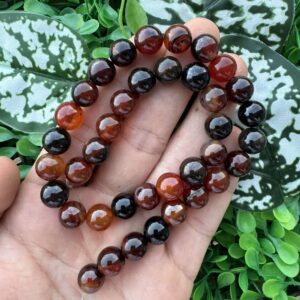 Küre Kızıl Kahve-Siyah Akik Taşı 10 MM