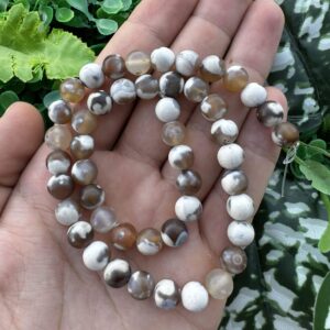 Mat Küre Beyaz Bej Mix Akik Taşı 8 MM