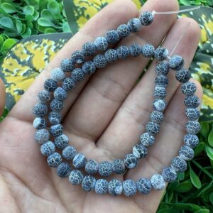 Mat Küre Damarlı Gri Akik Taşı 6MM