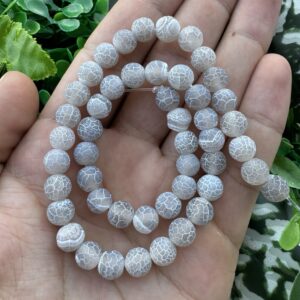 Mat Küre Gri Beyaz Akik Taşı 8 MM