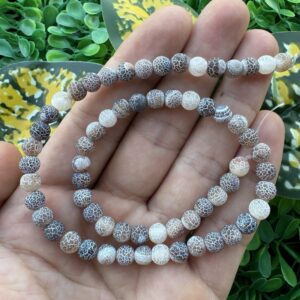 Mat Küre Kahverengi-Beyaz Akik Taşı 6MM