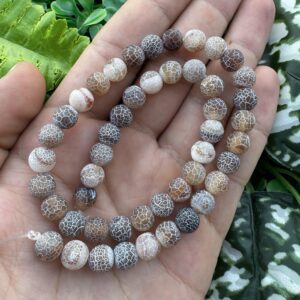 Mat Küre Kahverengi Beyaz Akik Taşı 8 MM