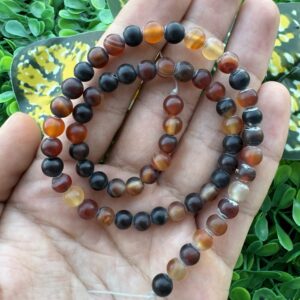 Mat Küre Kahverengi-Siyah Akik Taşı 6MM