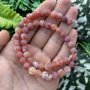 Mat Küre Kırmızı Beyaz Akik Taşı 8 MM