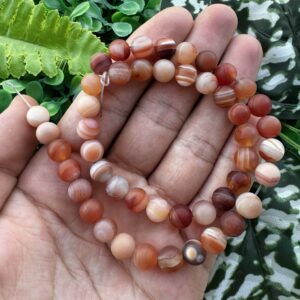 Mat Küre Kızıl Kahverengi Şeffaf Akik Taşı 8 MM