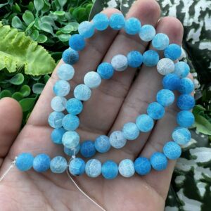 Mat Küre Mavi Beyaz Akik Taşı 8 MM