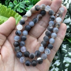 Mat Küre Şeffaf Siyah Akik Taşı 8 MM