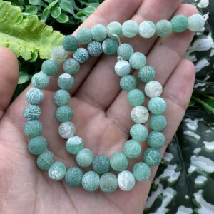 Mat Küre Yeşil Beyaz Akik Taşı 8 MM