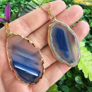 Mavi Dilim Akik Kolye