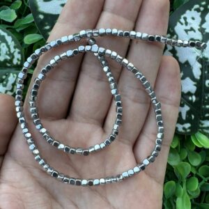 Oval Küp Gümüş Hematit Taşı 3x3 MM