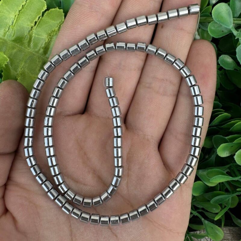 Silindir Gümüş Hematit Taşı 4x4 MM