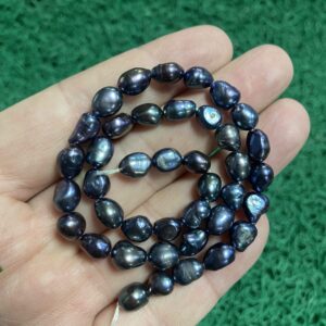 Siyah Oval Ezik Doğal İnci 7 MM