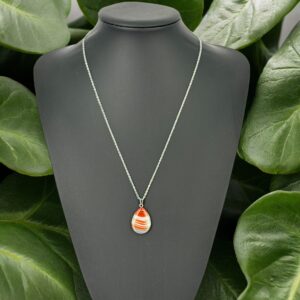 Yayvan Damla Açık Kahverengi Akik Taşı Kolye