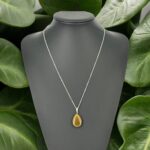 Yayvan Damla Kahverengi Akik Taşı Kolye