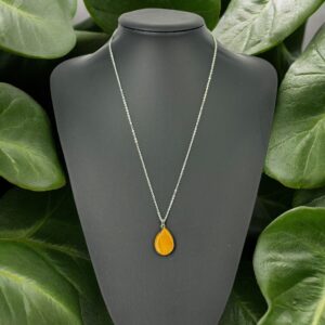 Yayvan Damla Kaplan Gözü Taşı Kolye