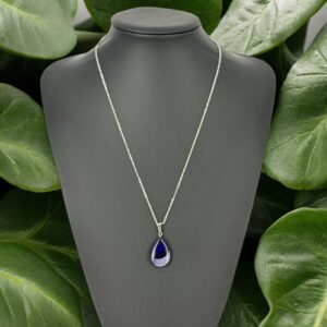 Yayvan Damla Mor Akik Taşı Kolye