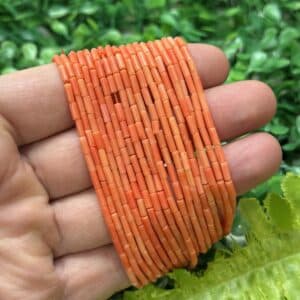 Silindir Acik Kirmizi Dogal Mercan Tas 2x6 Mm 2