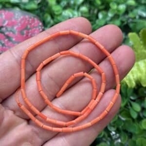 Silindir Acik Kirmizi Dogal Mercan Tas 2x6 Mm