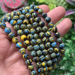 Kure Mavi Sari Cizgili Sikma Malakit Tasi 8 Mm 2