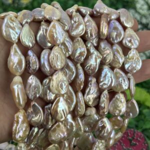 Pembe Oval Tablet Dogal Barok İnci 16x20 Mm 2