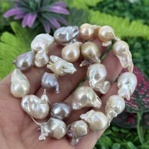 Premium Saten Sakiz Dogal Barok İnci 14 Mm