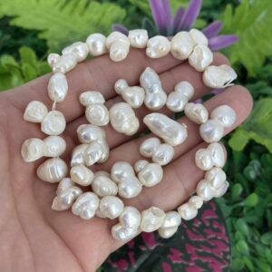 Yandan Delikli Sakiz Dogal Barok İnci 12 Mm 2