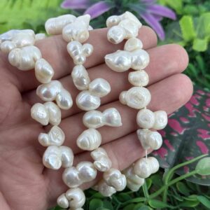 Yandan Delikli Sakiz Dogal Barok İnci 12 Mm